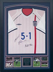 England autographed football shirt 2001