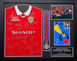 Manchester United Squad Signed 1999 Champions League Shirt